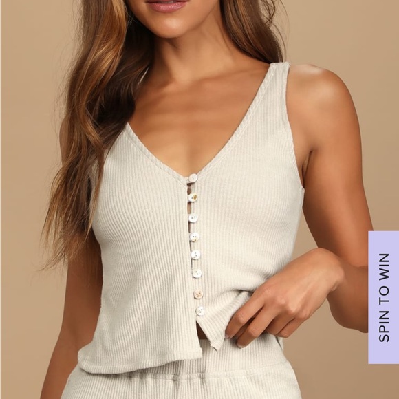 Lulus Ribbed Knit Button Up Top - Picture 2 of 5